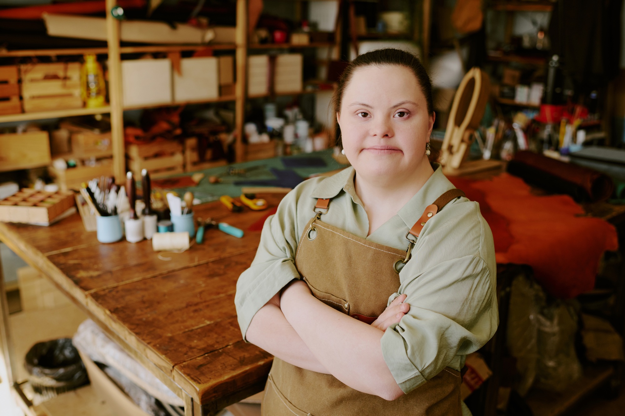 Portrait of Female Atelier Worker with Down Syndrome